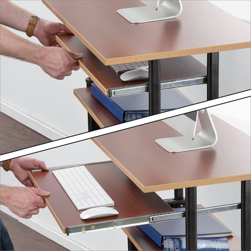 Safco MUV Stand-Up Adjustable Height Computer Workstation in Cherry