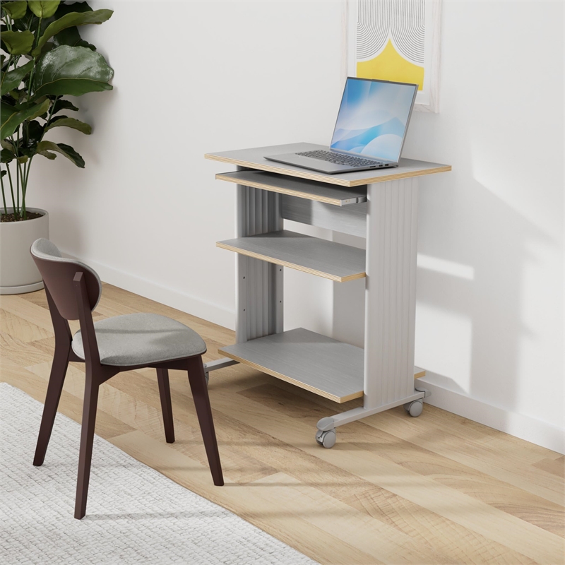 Safco MÜV Standing Wood Workstation in Gray