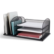 Safco Onyx Metal Desk Organizer w/ 3 Horizontal & 3 Upright Sections in Black