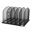Safco Onyx Black Steel Metal Mesh Desk Organizer with 5 Upright Sections
