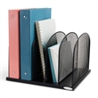 Safco Onyx Black Steel Metal Mesh Desk Organizer with 5 Upright Sections