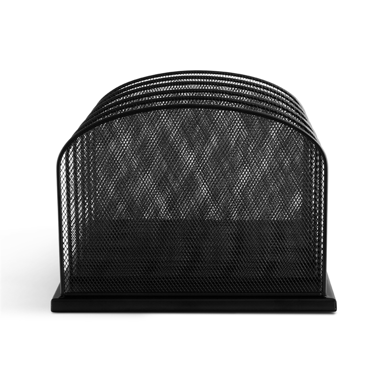 Safco Onyx Black Steel Metal Mesh Desk Organizer with 5 Upright Sections