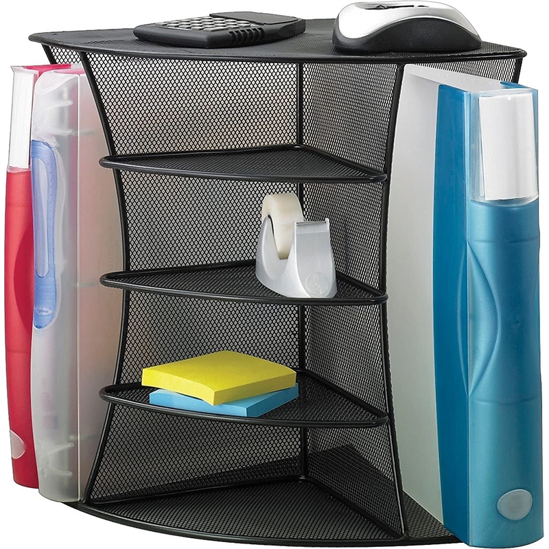 Safco Onyx Black Mesh Desk Corner Organizer