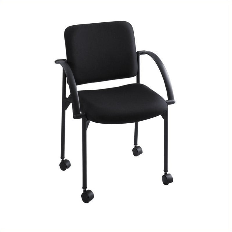 Safco Moto Mobile Stackable Chair in Black (Set of 2)