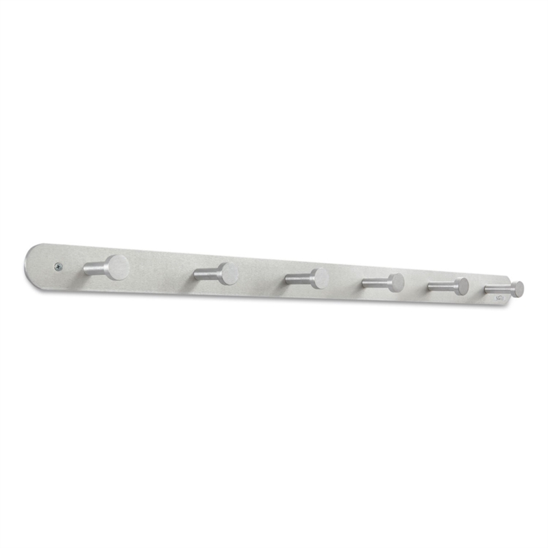 Safco Nail Head 6 Hook Metal Coat Rack Hook in Silver (Set of 6)