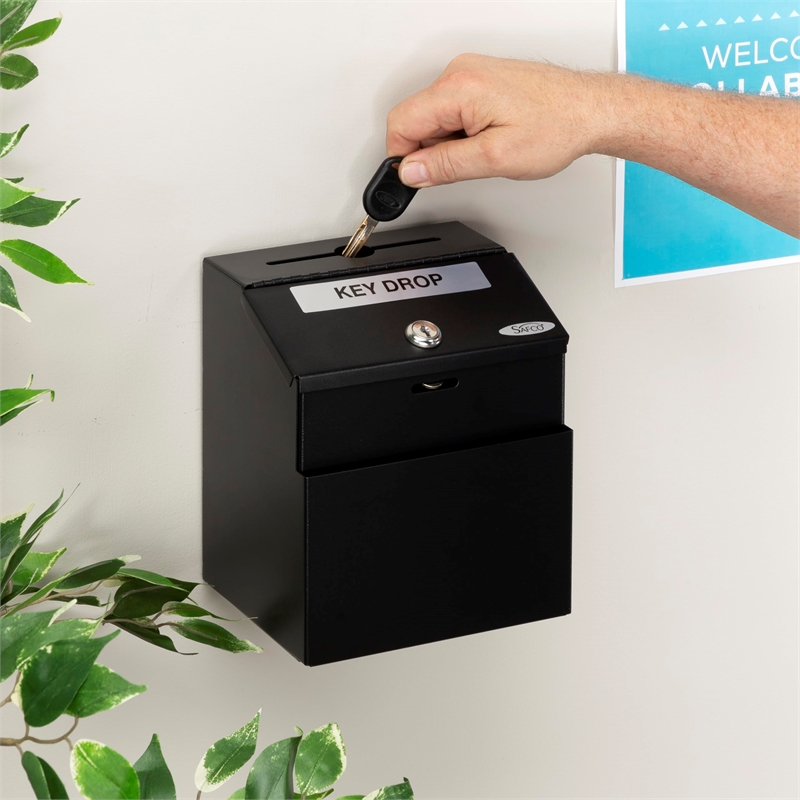 Safco Black Locking Suggestion Box in Black