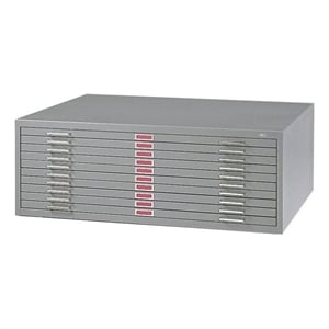 Safco 10 Drawer Flat Files Metal Cabinet for 30&quot x 42&quot Documents in Gray