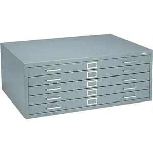 Safco 5 Drawer Metal Flat Files Cabinet for 24&quot x 36&quot Documents in Gray