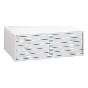 Safco Modern 5-Drawer Metal Flat File Cabinet in White