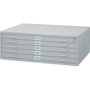 Safco 5 Drawer Metal Flat Files Cabinet for 36&quot x 48&quot Documents in Gray