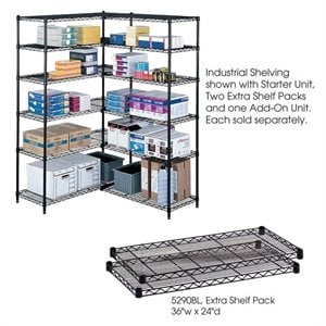 Safco 36&quotx24&quot Industrial Extra Shelf Pack in Black