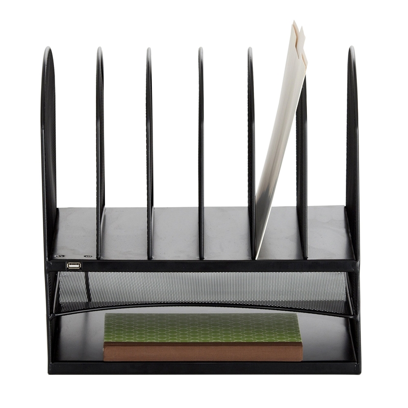 Safco Desk Organizer with USB Charging Port in Black
