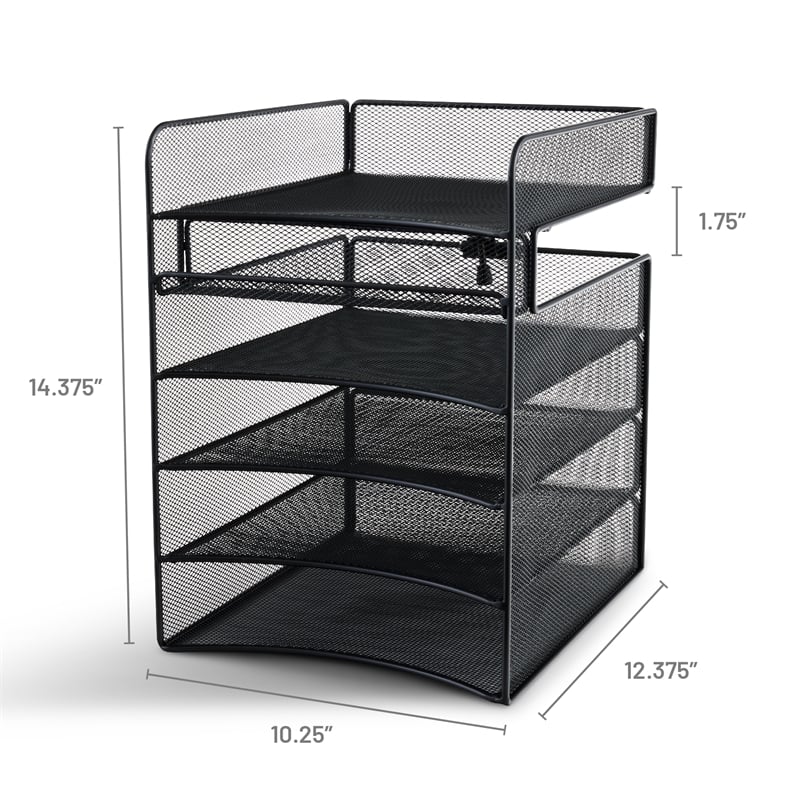 Safco Onyx Horizontal Hanging Metal Desk Organizer in Black