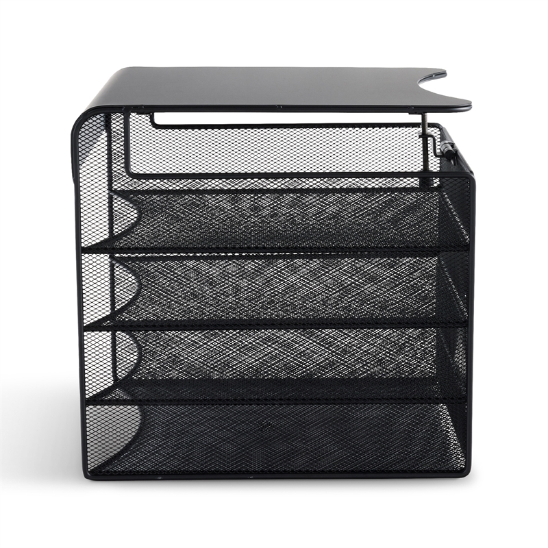 Safco Onyx Solid Top Horizontal With Hanging Metal Steel Desk Organizer In Black