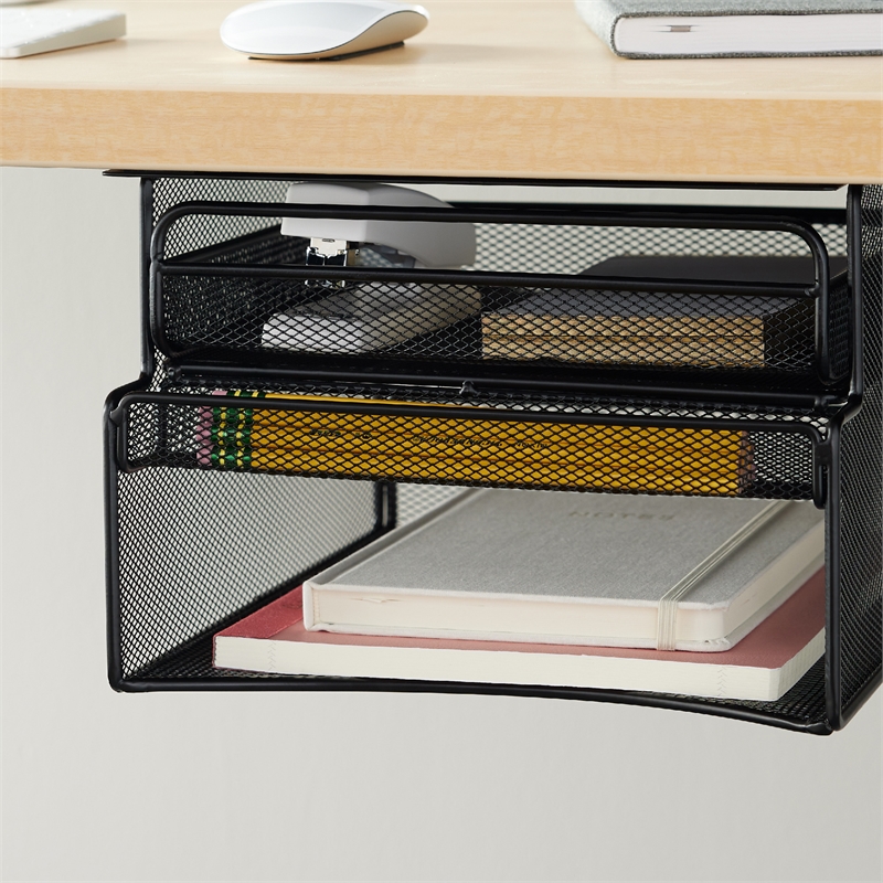 Safco Onyx Mountable Hanging Metal Desk Organizer in Black Finish