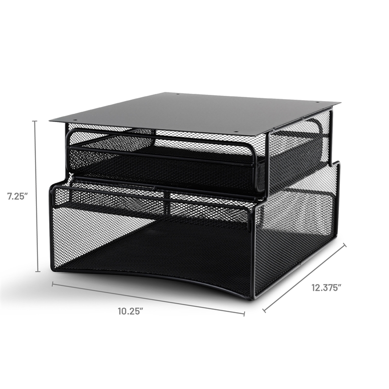 Safco Onyx Mountable Hanging Metal Desk Organizer in Black Finish