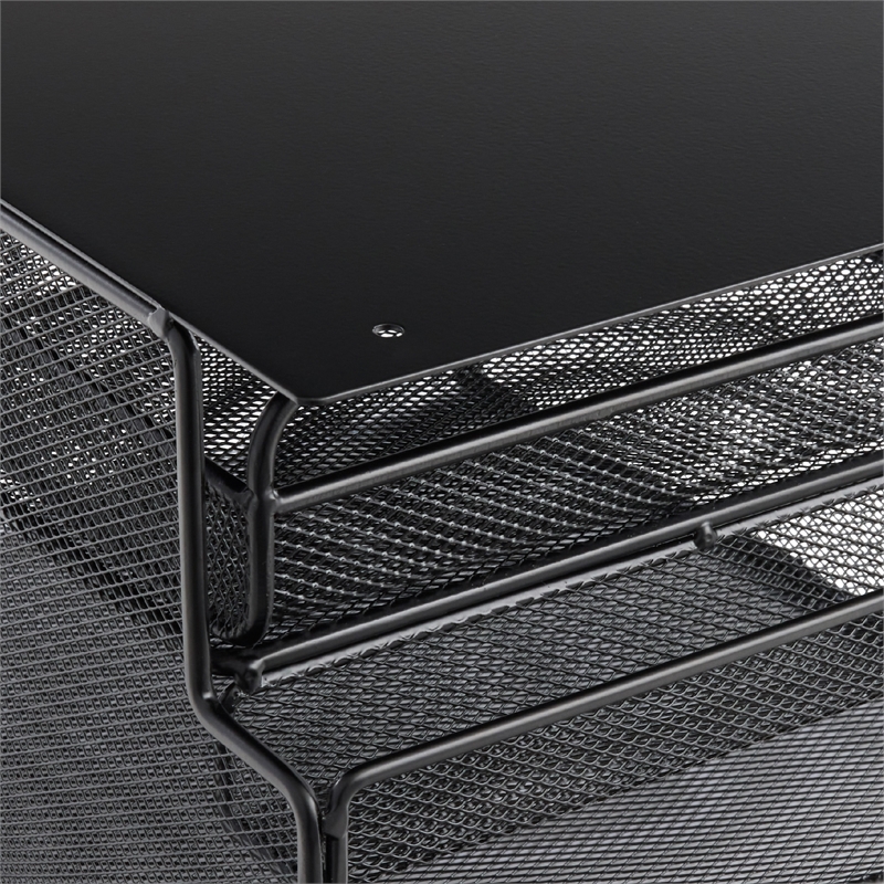 Safco Onyx Mountable Hanging Metal Desk Organizer in Black Finish