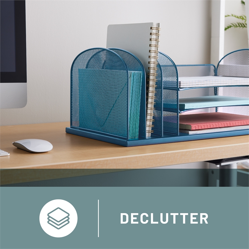 Safco Onyx Steel Metal Desk Organizer in Blue Finish