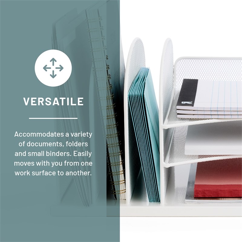 Safco Onyx Steel Metal Desk Organizer in White Finish