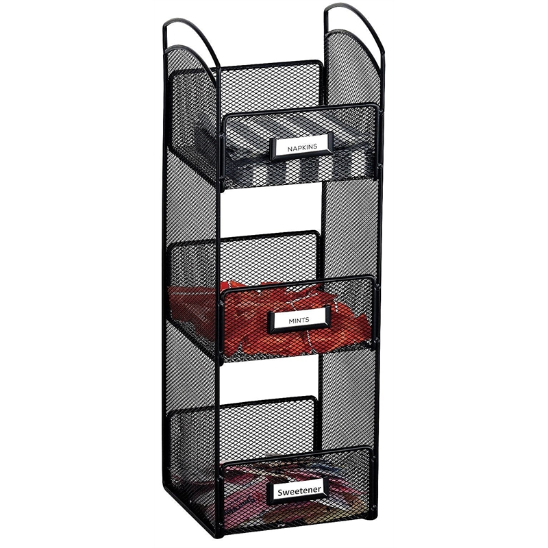 Safco Onyx 3 Tier Break Room Organizer in Black