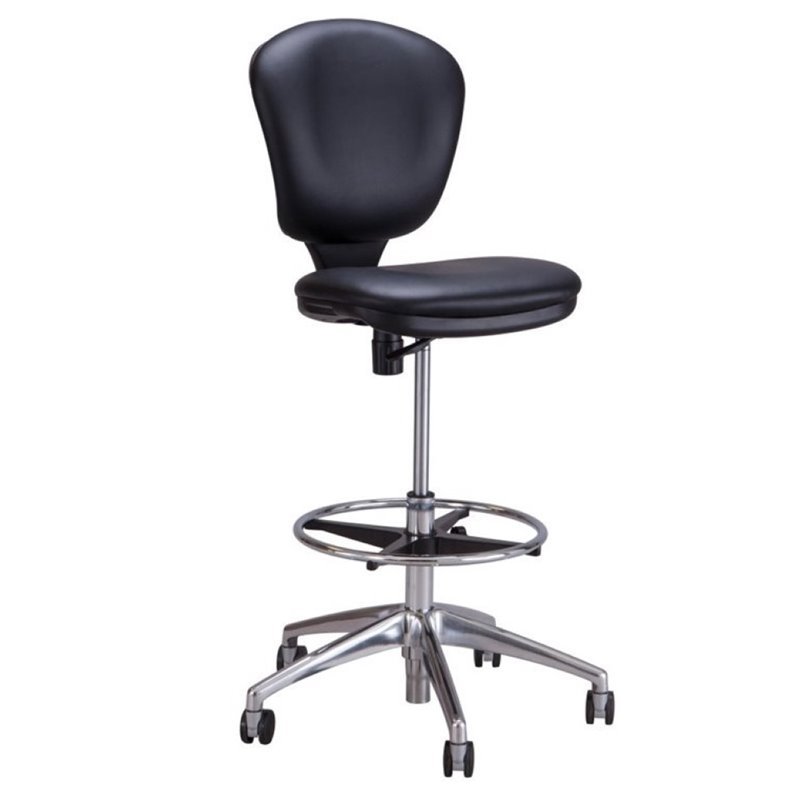 Safco Metro Faux Leather Adjustable Drafting Chair in Black