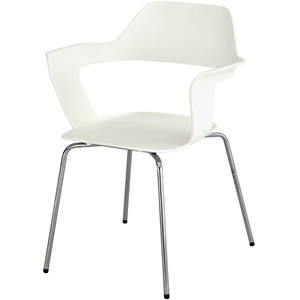 Safco Bandi Shell Stacking Chair in White (Set of 2)