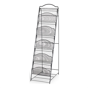 Safco Onyx 5 Pocket Steel Metal Floor Magazine Rack in Black