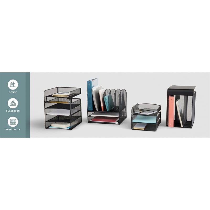 Safco Onyx 5 Pocket Steel Metal Floor Magazine Rack in Black