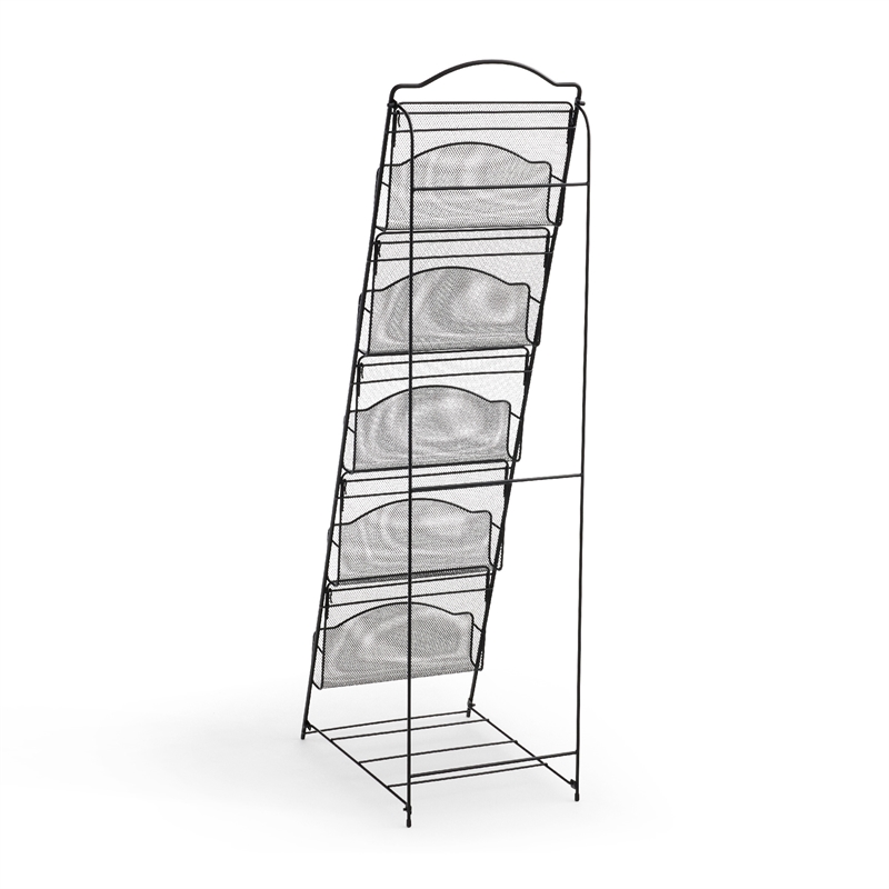 Safco Onyx 5 Pocket Steel Metal Floor Magazine Rack in Black