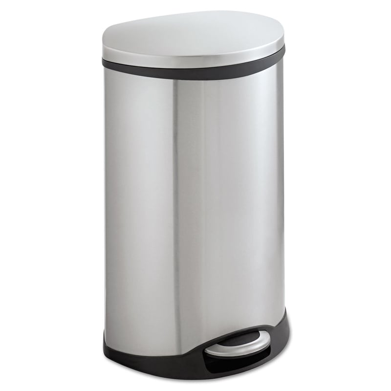 Safco Step On Ellipse Receptacle in Stainless Steel