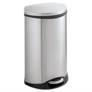 Safco Step On Ellipse Receptacle in Stainless Steel