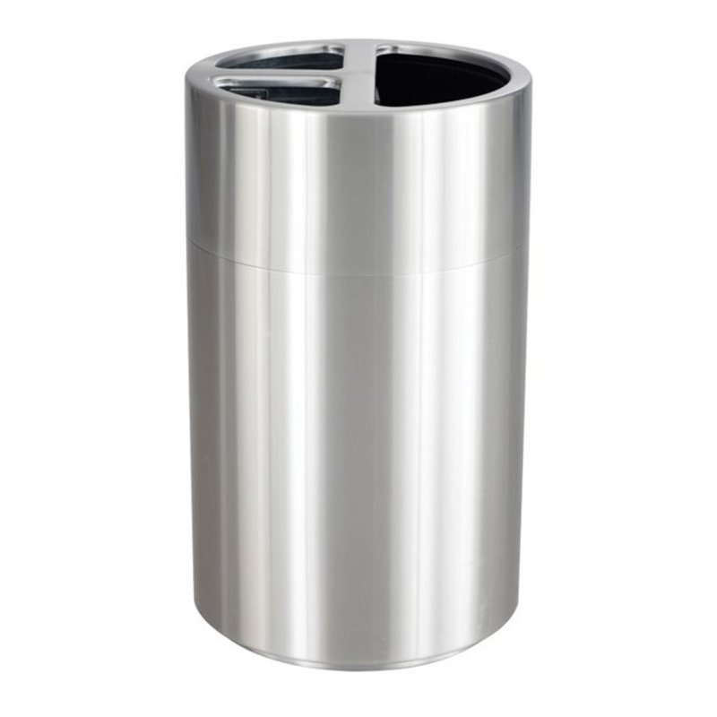 Safco 3 Section Recycling Receptacle in Stainless Steel