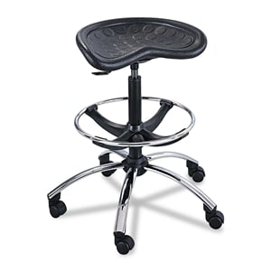 Safco Sit-Star Black Drafting Chair with Chrome Base