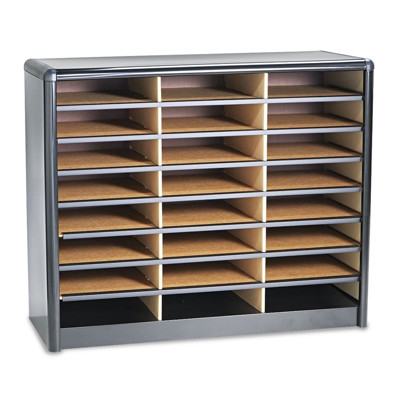 Safco 24 Compartment Value Sorter Metal Flat Files Organizer in Black 