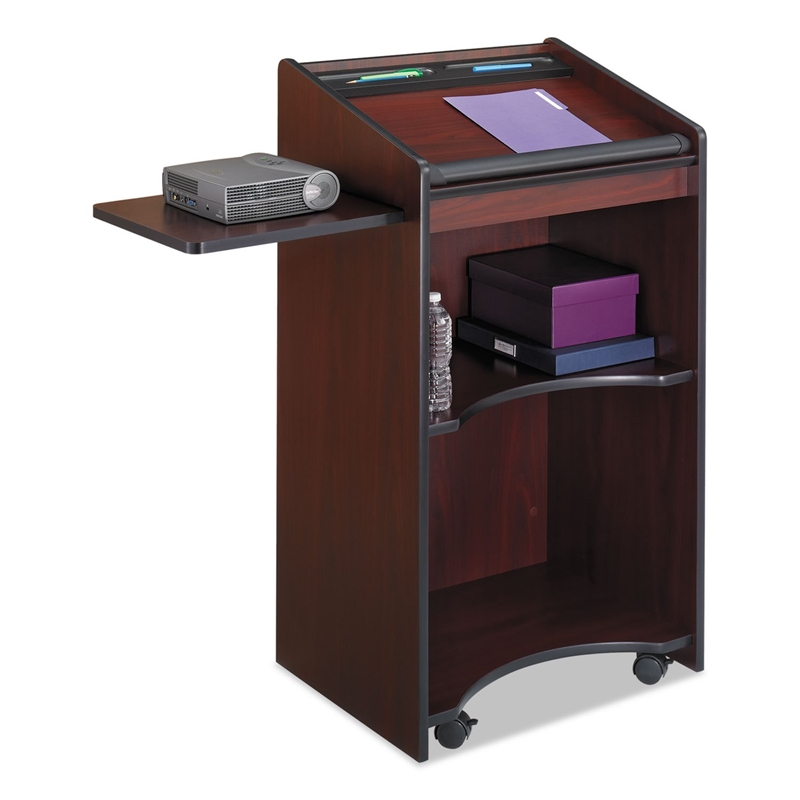 Safco Mahogany Executive Mobile Lectern Podium