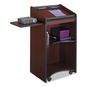 Safco Mahogany Executive Mobile Lectern Podium