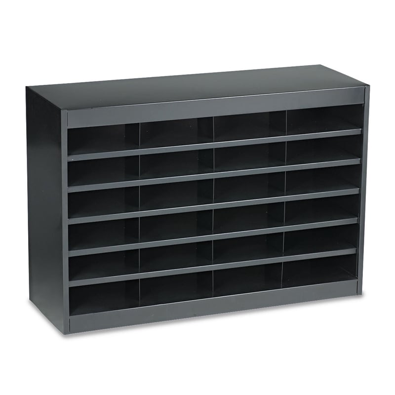 Safco E-Z Stor Black Mail Organizer -  24 Letter Size Compartments