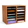 Safco Medium Oak 12 Compartment Oak Wood Adjustable File Organizer