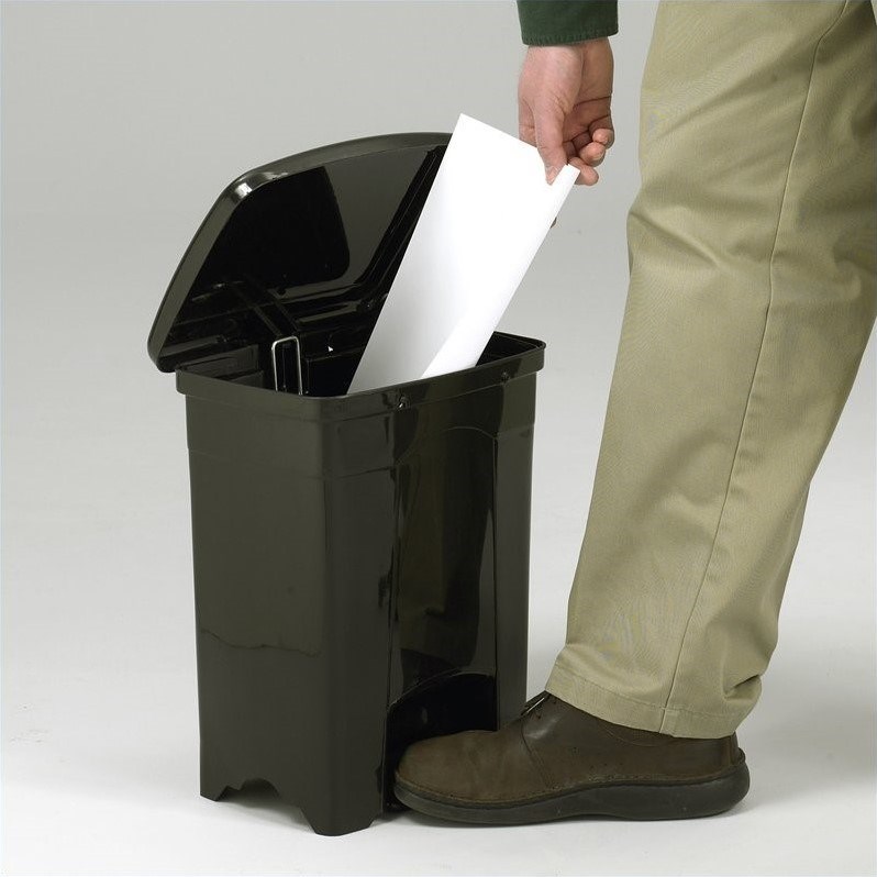 Safco Plastic 4 Gallon Step-On Trash Can in Black