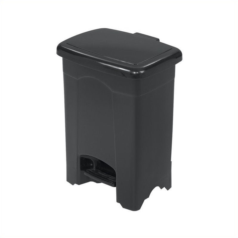 Safco Plastic 4 Gallon Step-On Trash Can in Black