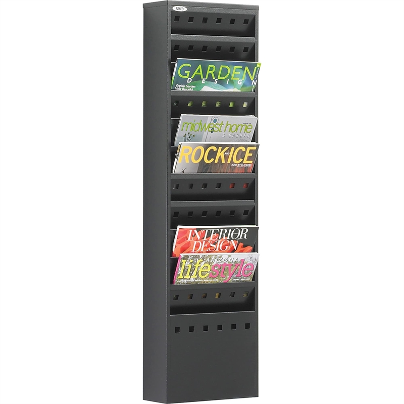 Safco 11-Pocket Steel Magazine Rack in Black
