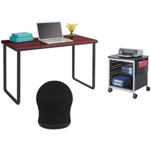 Safco Workstation with 1 Scoot Printer Stand and Swivel Ball Chair Set