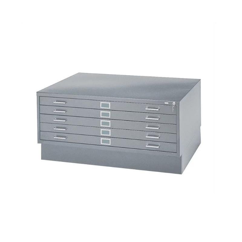 Safco 5 Drawer Flat File Cabinet with Closed Base in Gray