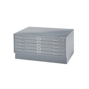 Safco 5 Drawer Flat File Cabinet with Closed Base in Gray