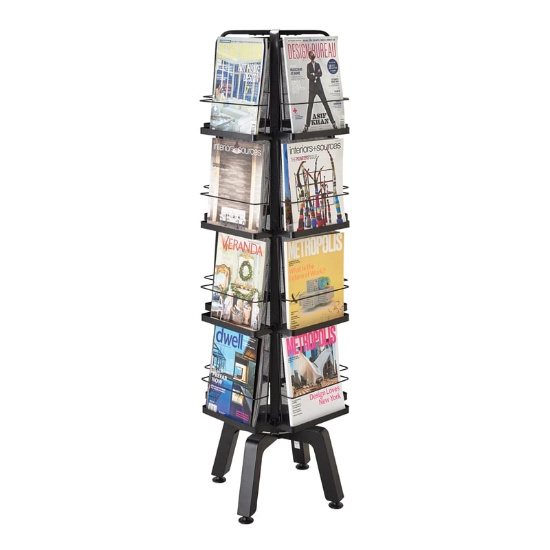 Safco Onyx Steel Mesh Rotating Magazine Stand 5580BL 16 Pocket Black