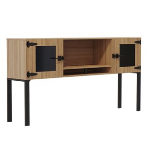 Mirella 72&quot Hutch with Glass Doors in Sand Dune