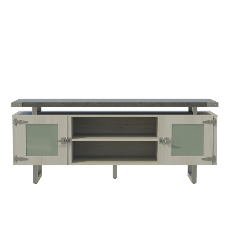 Mirella Low Wall Cabinet Glass Doors in Stone Gray
