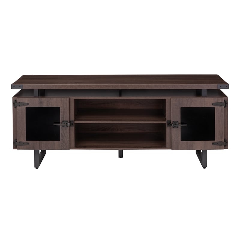 Mirella Low Wall Cabinet Glass Doors in Southern Tobacco