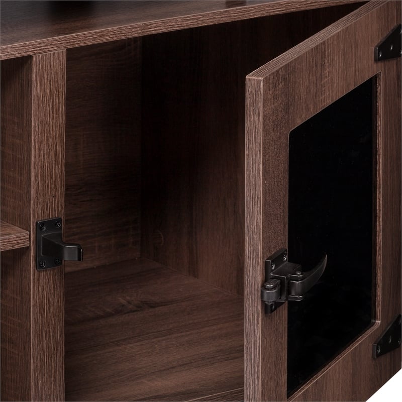 Mirella Low Wall Cabinet Glass Doors in Southern Tobacco