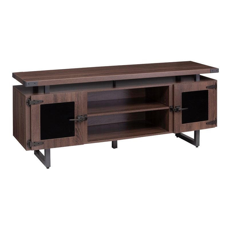 Mirella Low Wall Cabinet Glass Doors in Southern Tobacco
